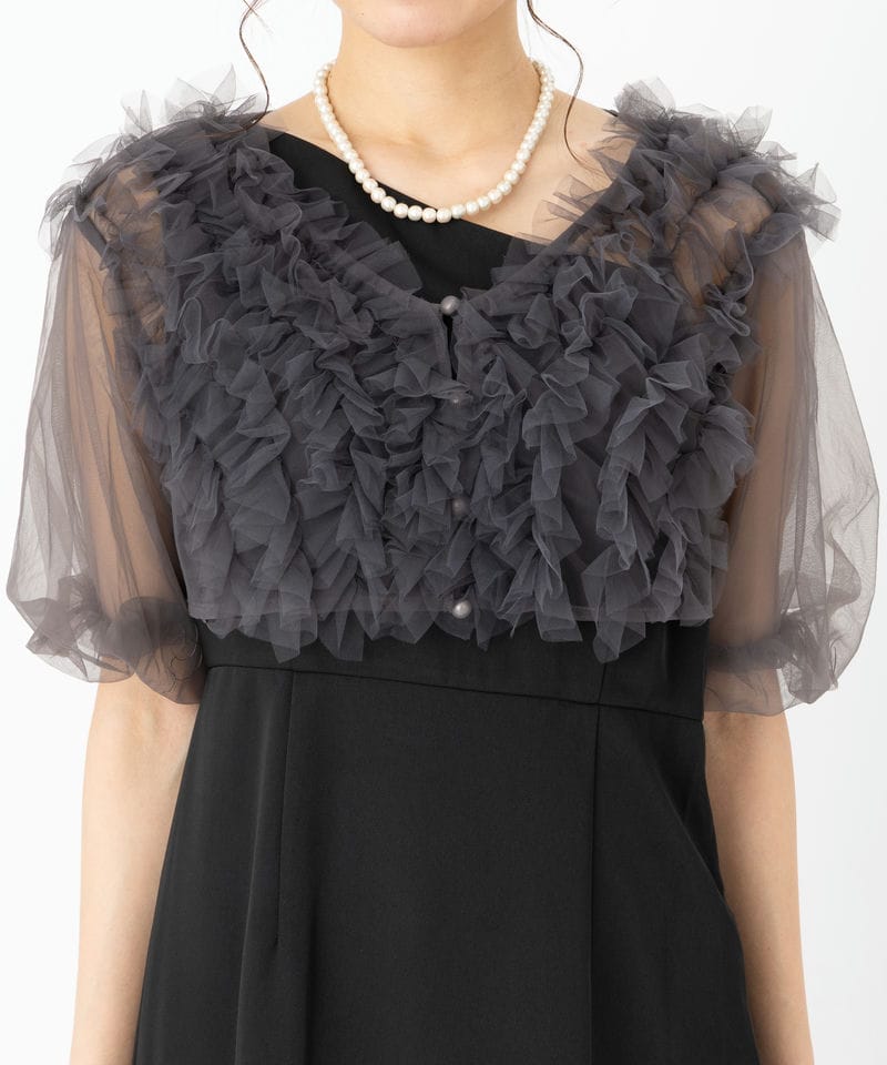 Leja レジャ チュールフリルボレロアシンメトリーIラインドレス