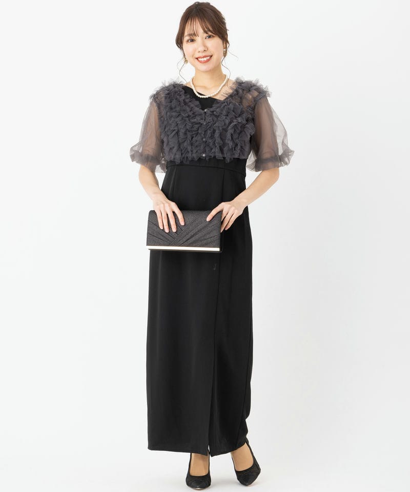 Leja レジャ チュールフリルボレロアシンメトリーIラインドレス