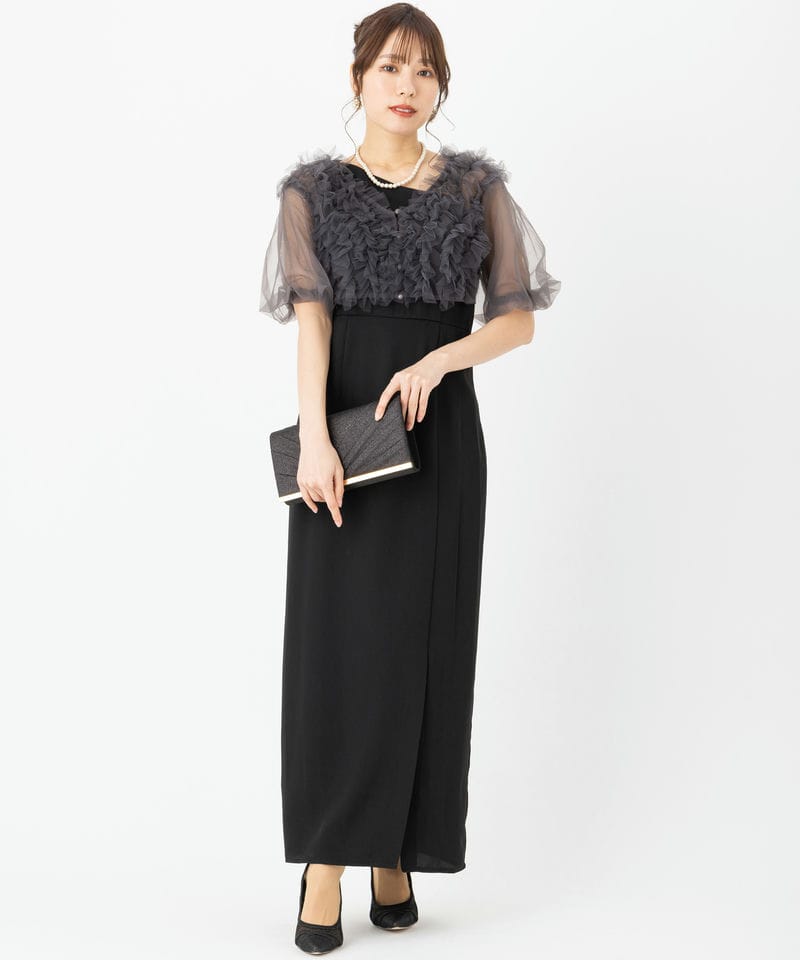 Leja レジャ チュールフリルボレロアシンメトリーIラインドレス