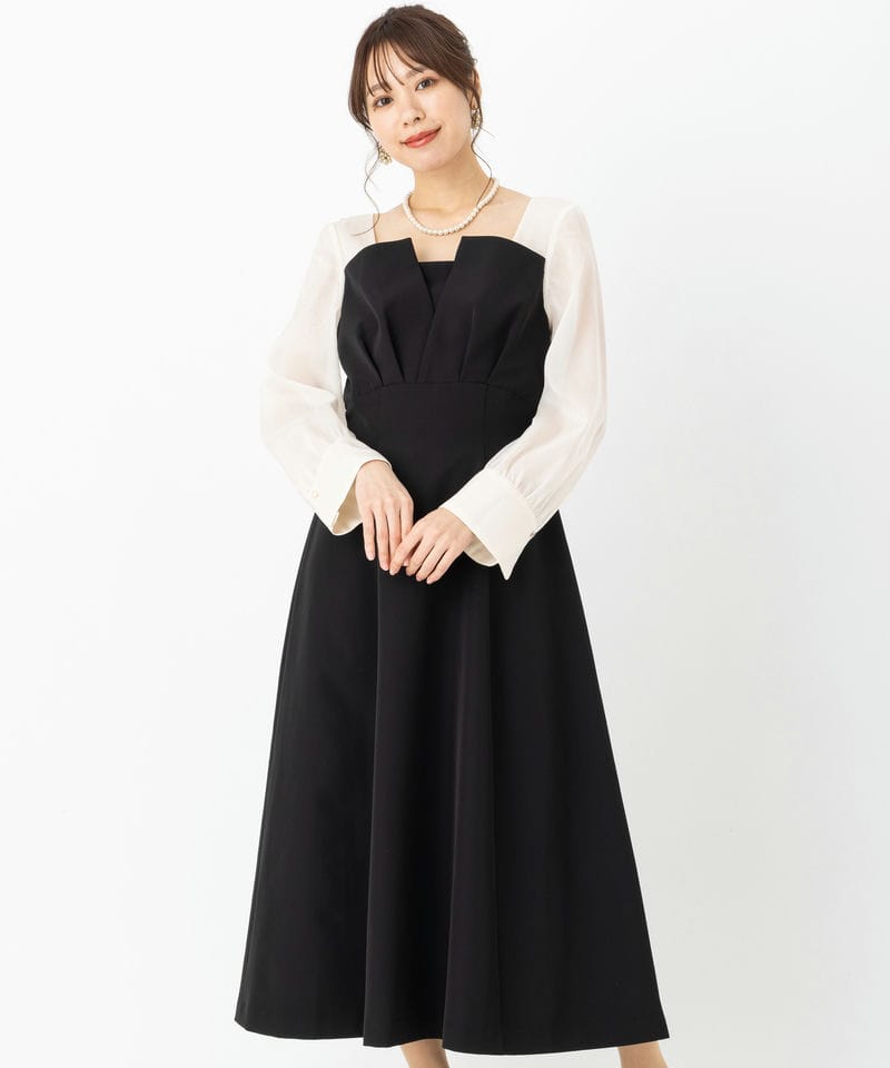 SNIDEL プリーツ切替ボウタイレースドレス SNIDEL スナイデル プリーツ切替ボウタイレースドレス ピンクベージュ