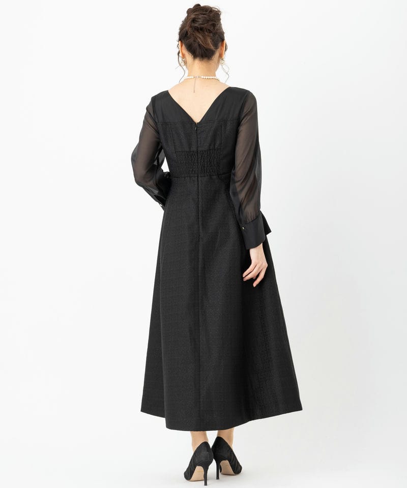 SNIDEL スナイデル シアーロングスリーブドレス ブラック系 | 結婚式