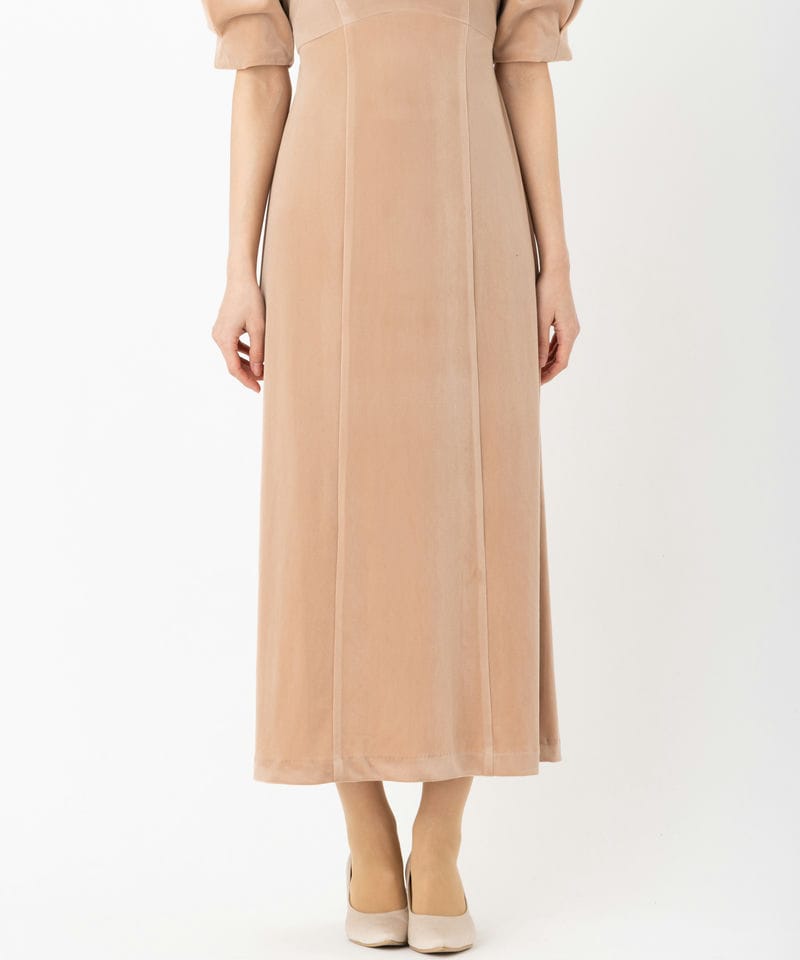 LilyBrown リリーブラウン シアーネックベロアドレス ベージュ系