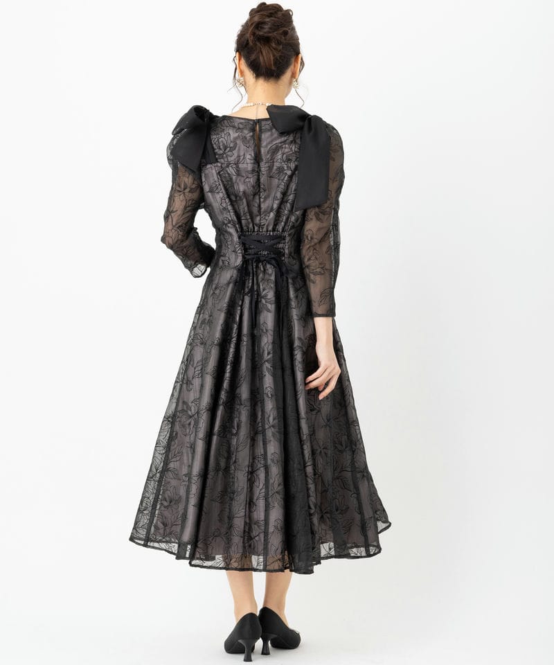 WILLSELECTION ウィルセレクション フラワー刺繍肩リボンドレス