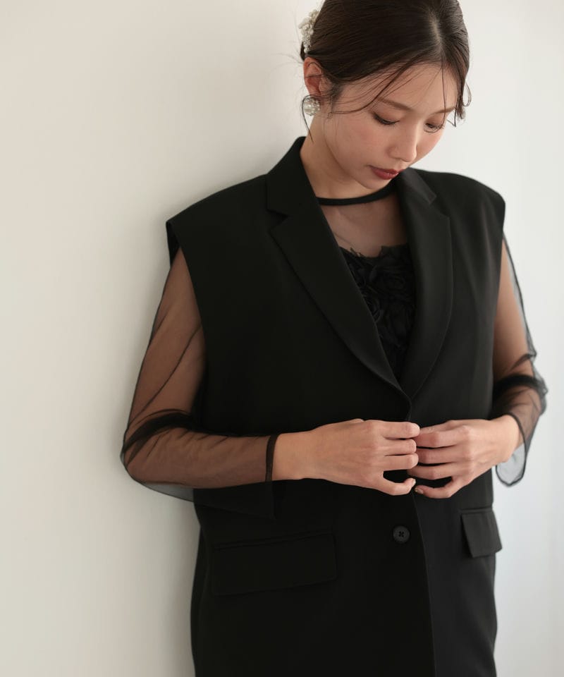 Select Shop フローラルジレセットアップドレス ブラック系 | 結婚式