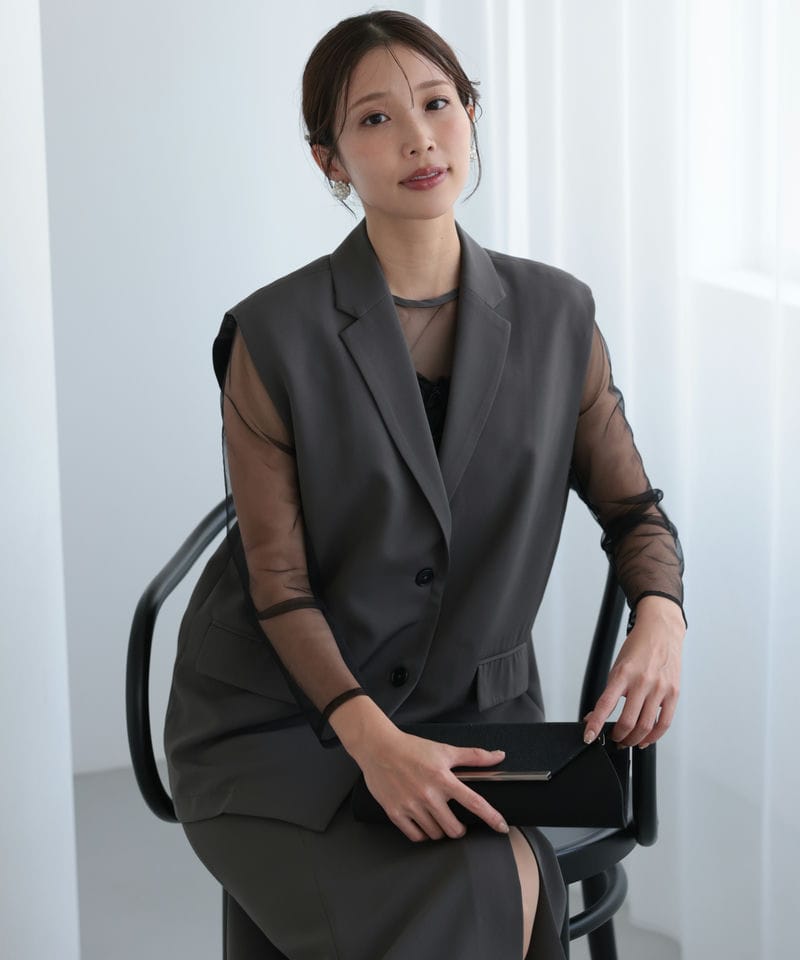 Select Shop フローラルジレセットアップドレス グレー系 | 結婚式