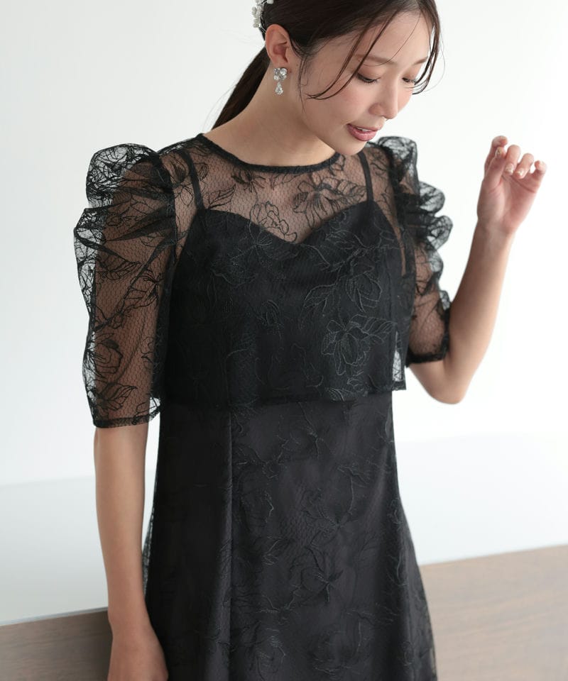 Select Shop シアーレースボレロセットアップドレス ブラック系 | 結婚