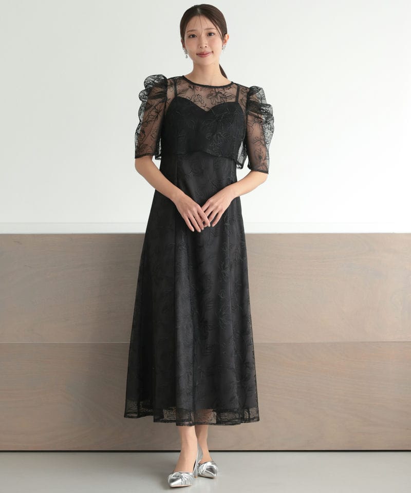 Select Shop シアーレースボレロセットアップドレス ブラック系 | 結婚