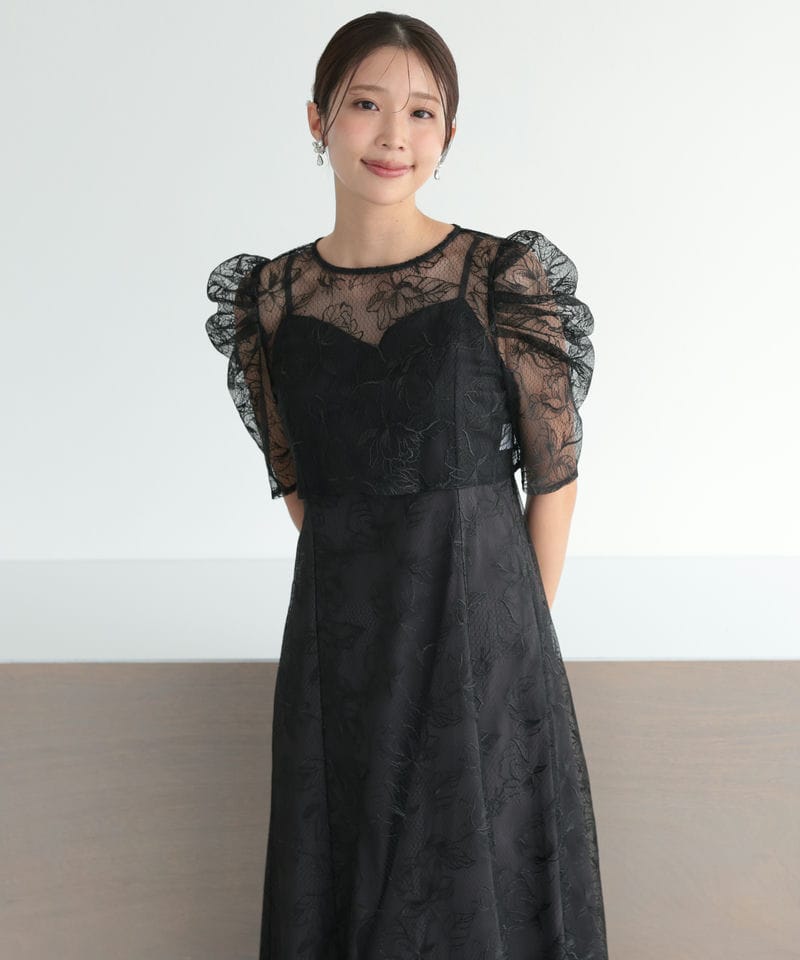 刺繍」に該当するパーティードレス/ブラック系のレンタルアイテム