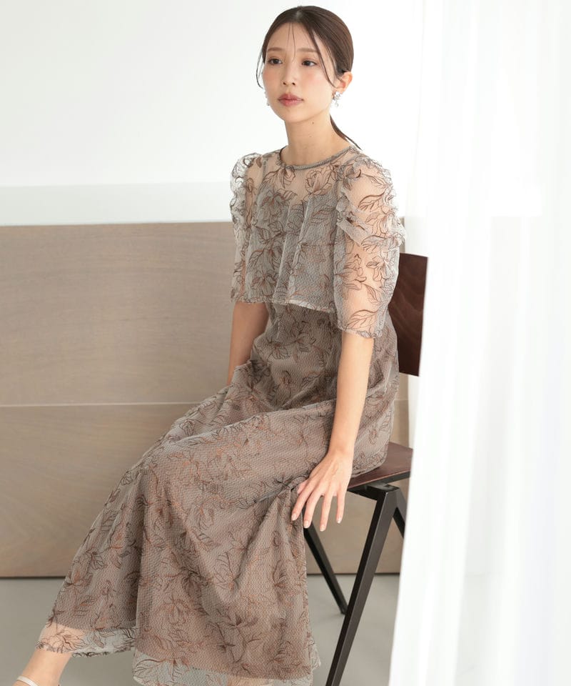 Select Shop シアーレースボレロセットアップドレス ブラウン系 | 結婚