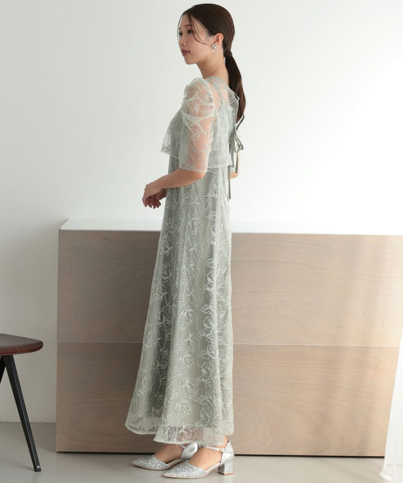 Select Shop シアーレースボレロセットアップドレス グリーン系 | 結婚