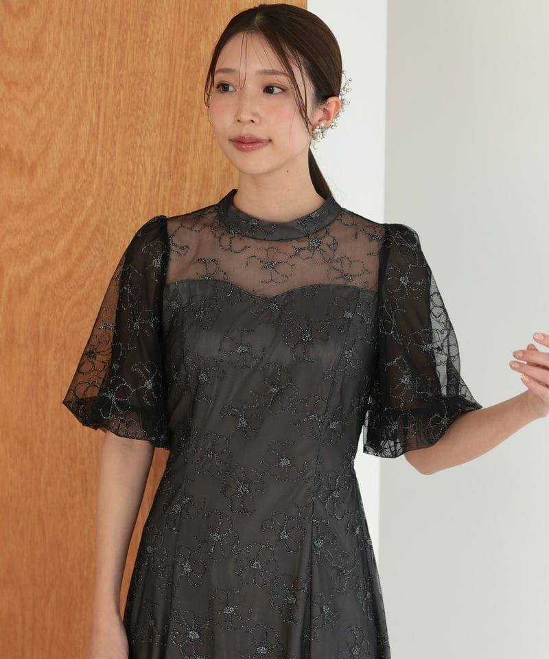 Select Shop プチハイネックフィット&フレアドレス ブラック系 | 結婚