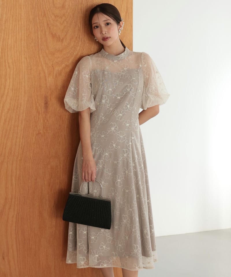 Select Shop プチハイネックフィット&フレアドレス ベージュ系 | 結婚
