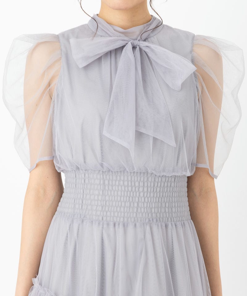 FURFUR ファーファー ハーフスリーブチュールドレス グレー系 | 結婚式