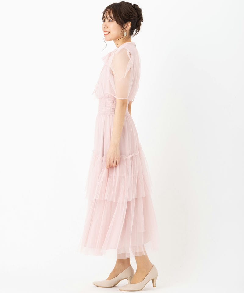 FURFUR ファーファー ハーフスリーブチュールドレス ピンク系 | 結婚式