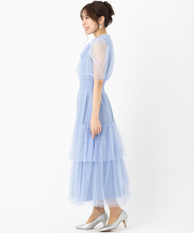 FURFUR ファーファー ハーフスリーブチュールドレス ブルー系 | 結婚式