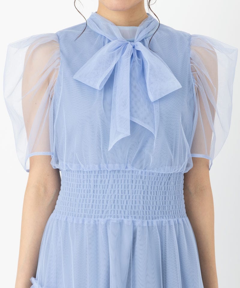 FURFUR ファーファー ハーフスリーブチュールドレス ブルー系 | 結婚式