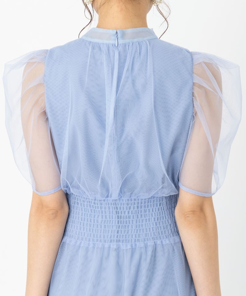FURFUR ファーファー ハーフスリーブチュールドレス ブルー系 | 結婚式