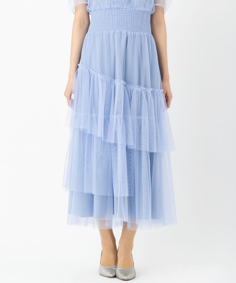 FURFUR ファーファー ハーフスリーブチュールドレス ブルー系 | 結婚式