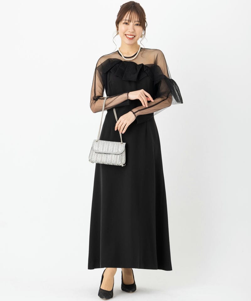 LAGUNAMOON ラグナムーン LADYアシンメトリーフリルドレス ブラック系