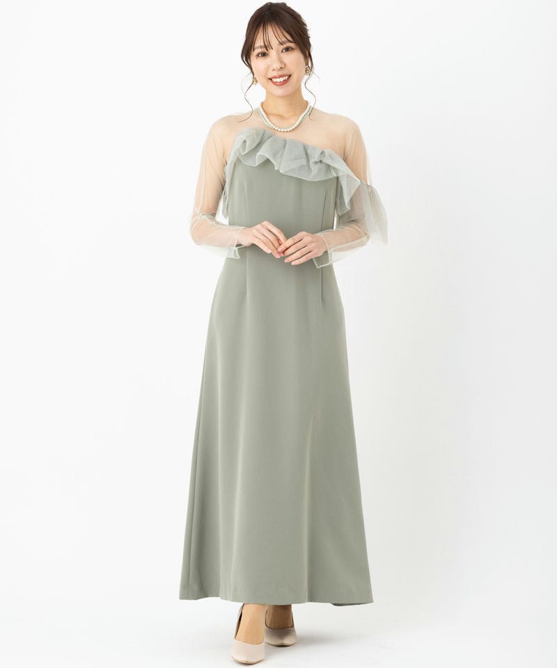 LAGUNAMOON ラグナムーン LADYアシンメトリーフリルドレス グリーン系