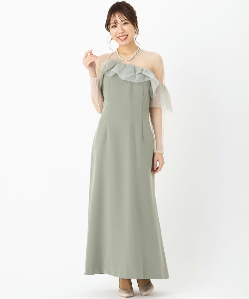 LAGUNAMOON ラグナムーン LADYアシンメトリーフリルドレス グリーン系