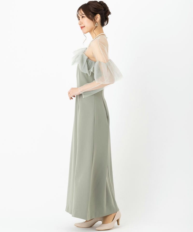 LAGUNAMOON ラグナムーン LADYアシンメトリーフリルドレス グリーン系