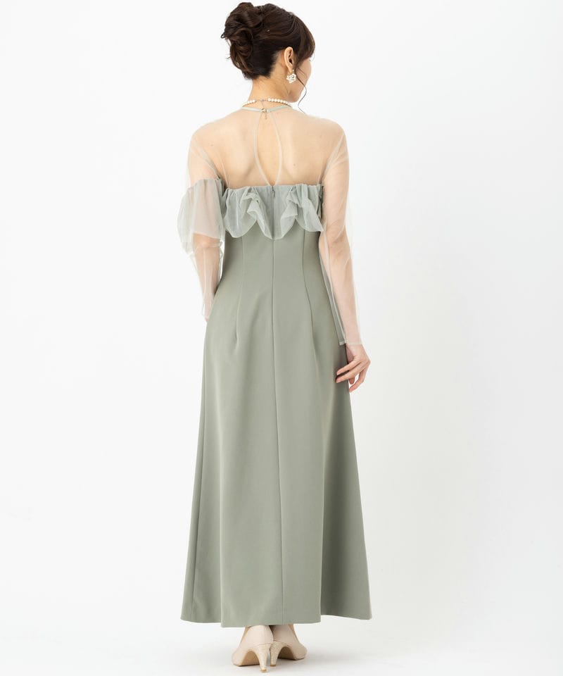 LAGUNAMOON ラグナムーン LADYアシンメトリーフリルドレス グリーン系