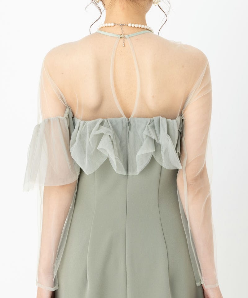 LAGUNAMOON ラグナムーン LADYアシンメトリーフリルドレス グリーン系