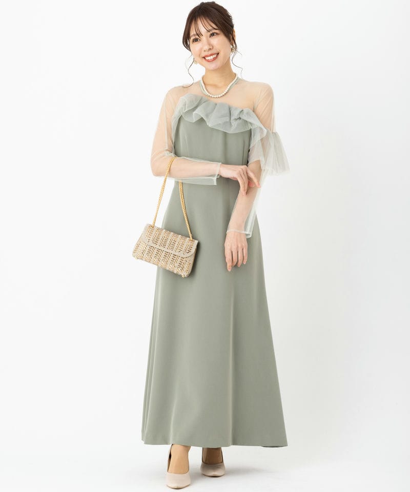 LAGUNAMOON ラグナムーン LADYアシンメトリーフリルドレス グリーン系