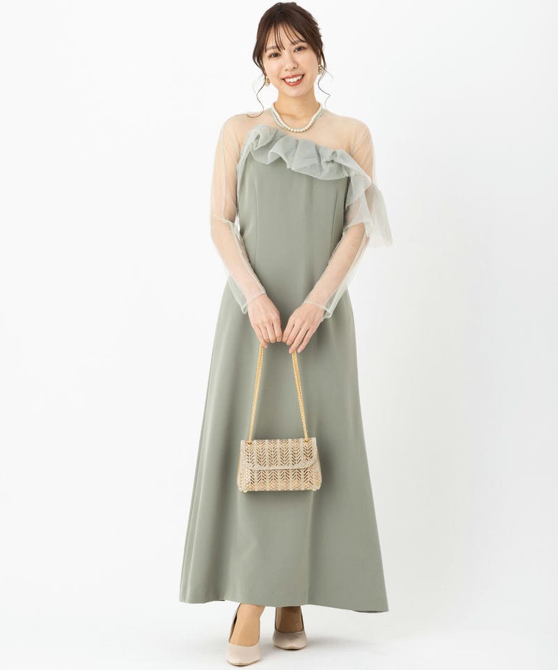 LAGUNAMOON ラグナムーン LADYアシンメトリーフリルドレス グリーン系