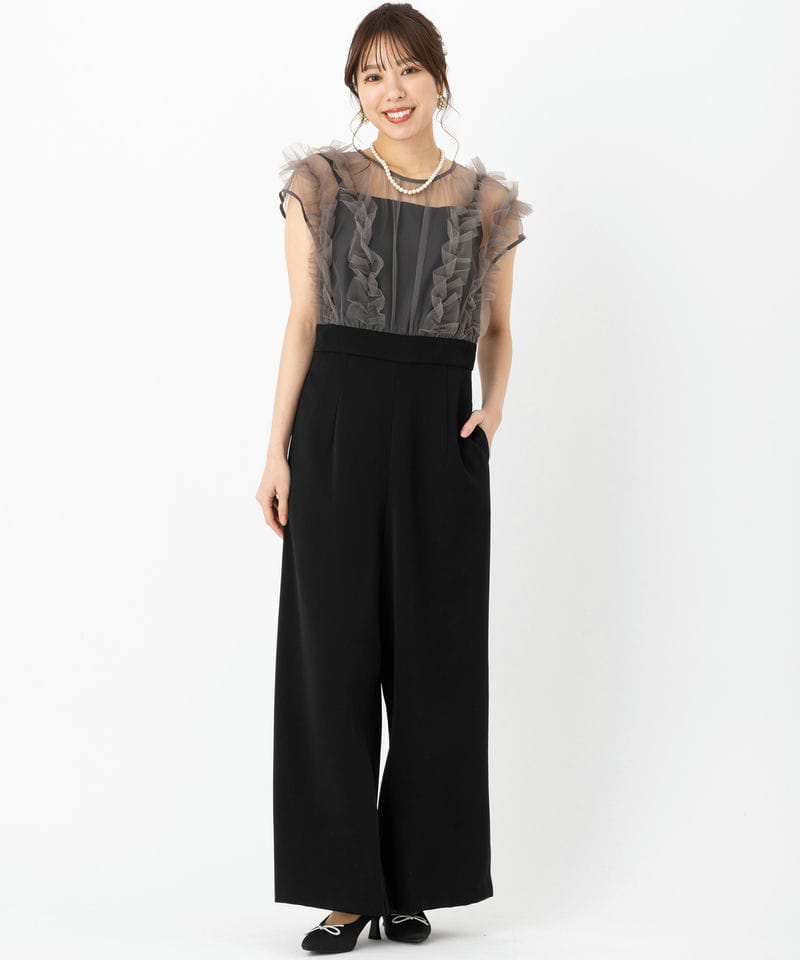 SNIDEL スナイデル チュールボレロセットオールインワン ブラック系