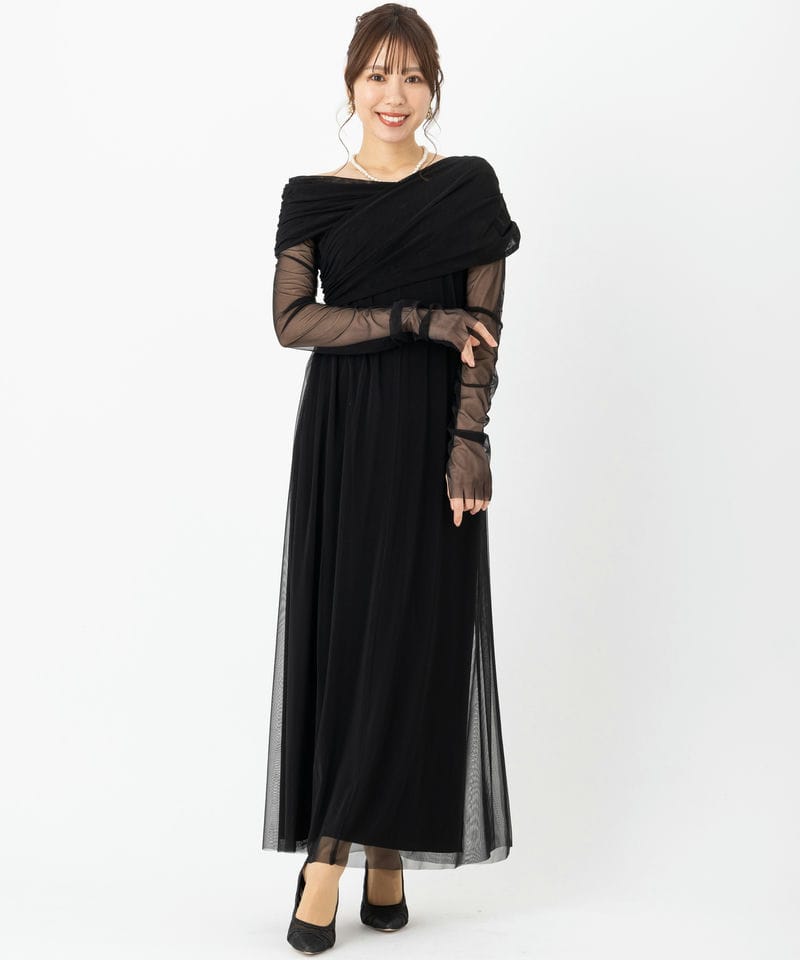 ＡＭＥＲＩ オフショル ドレス Ameri VINTAGE アメリヴィンテージ オフショルダーチュールレイヤード