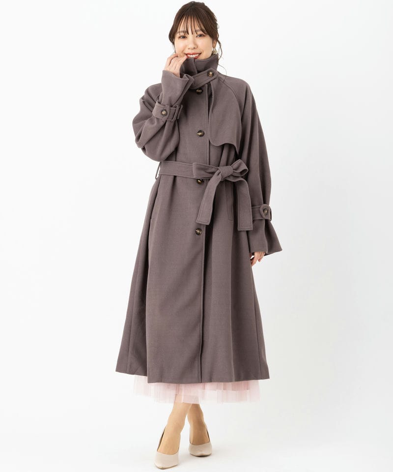 Select Shop スタンドカラーケープロングコート ブラウン系 | 結婚式