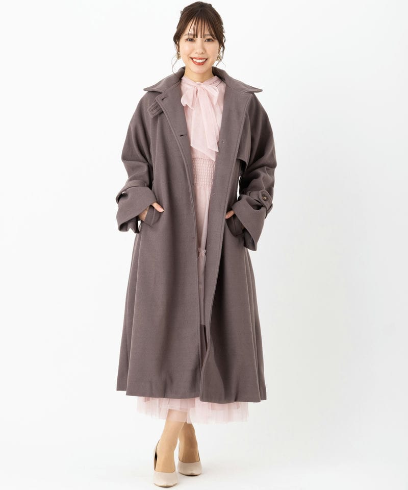 Select Shop スタンドカラーケープロングコート ブラウン系 | 結婚式
