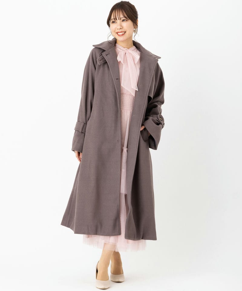 Select Shop スタンドカラーケープロングコート ブラウン系 | 結婚式