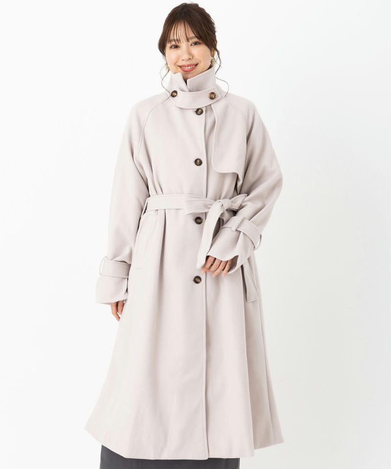 Katie アイボリー ロングコート　新品未使用 Select Shop スタンドカラーケープロングコート その他 x ホワイト系