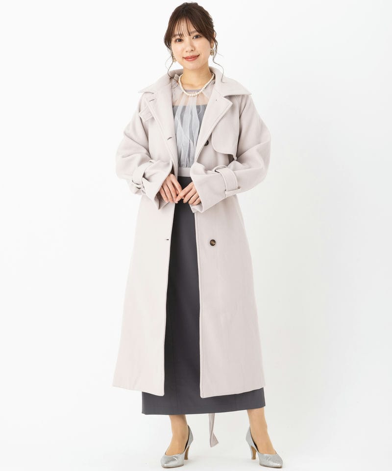 Select Shop スタンドカラーケープロングコート その他 x ホワイト系