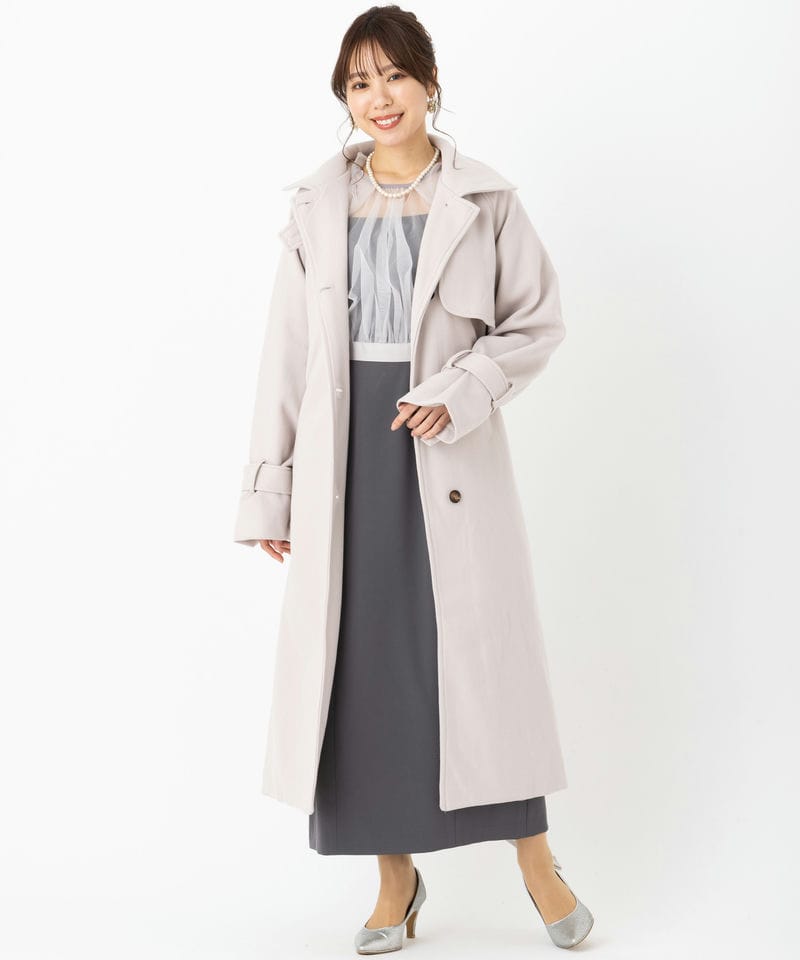 Select Shop スタンドカラーケープロングコート その他 x ホワイト系
