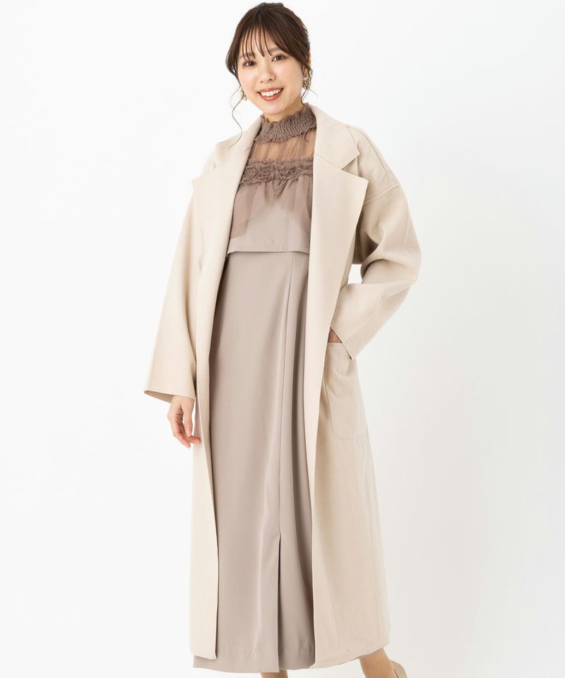 CELFORD セルフォード ボリュームスリーブポンチコート パープル系