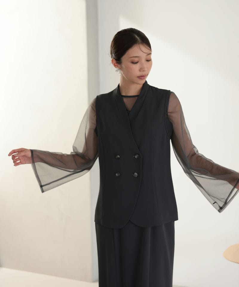 et.UNiVER エト.ユニヴェール フリルベストペンシルドレス ブラック系