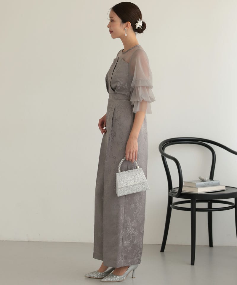 Select Shop レースジャガードオールインワン グレー系 | 結婚式
