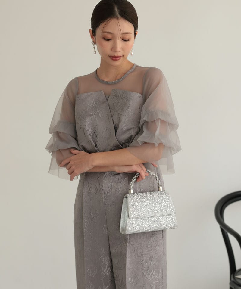 Select Shop レースジャガードオールインワン グレー系 | 結婚式