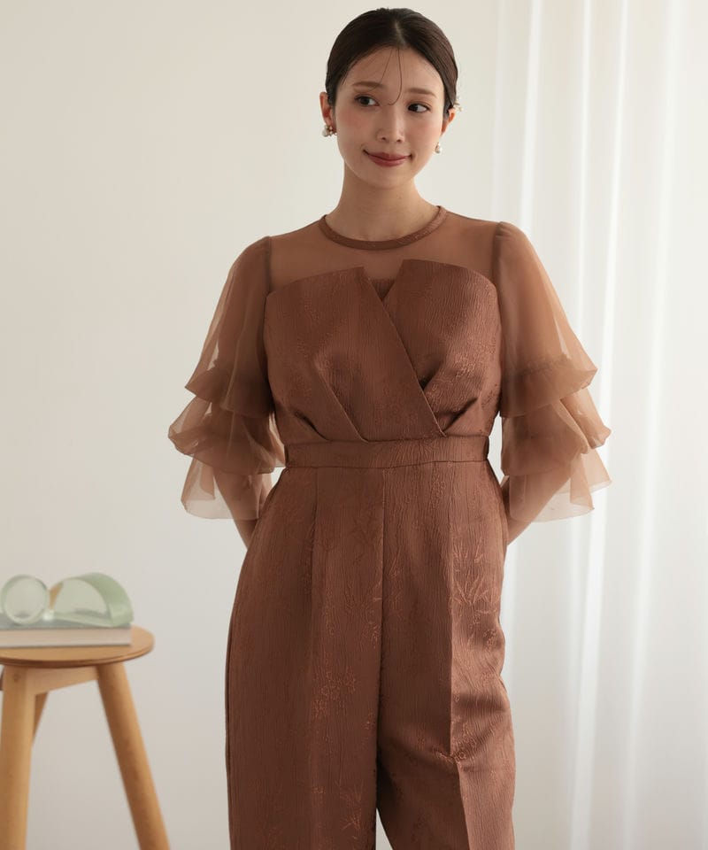 Select Shop レースジャガードオールインワン ブラウン系 | 結婚式
