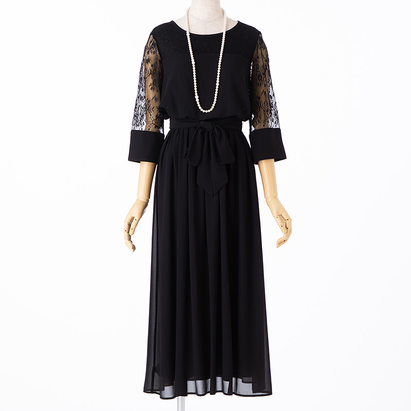 Select Shop ベルスリーブスリットドレス ブラック系 | 結婚式