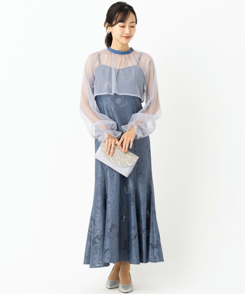 NOCTILUCA ノクチルカ スカラップビーズかぶせクラッチバッグ グレー系