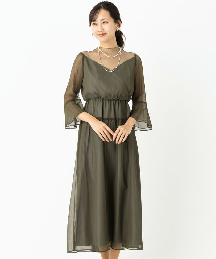 etoll. エトル ラメチュールシフォンドレス その他 x グリーン系