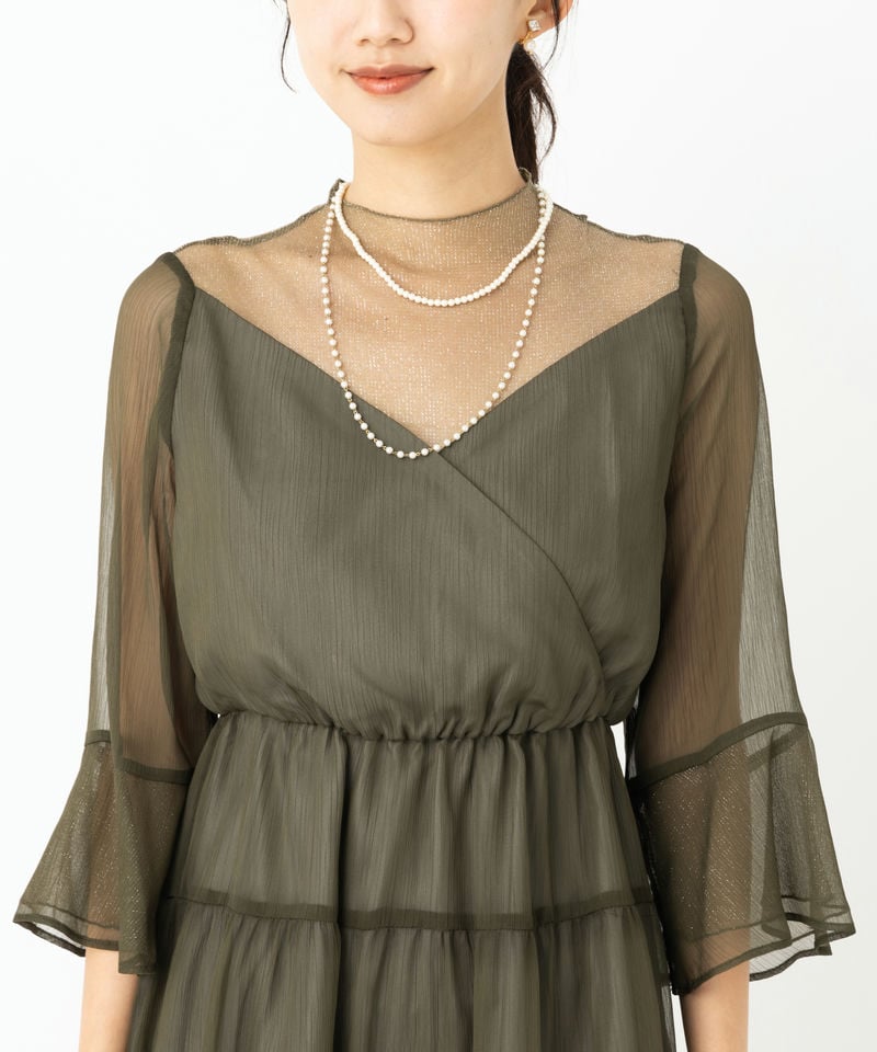 etoll. エトル ラメチュールシフォンドレス その他 x グリーン系