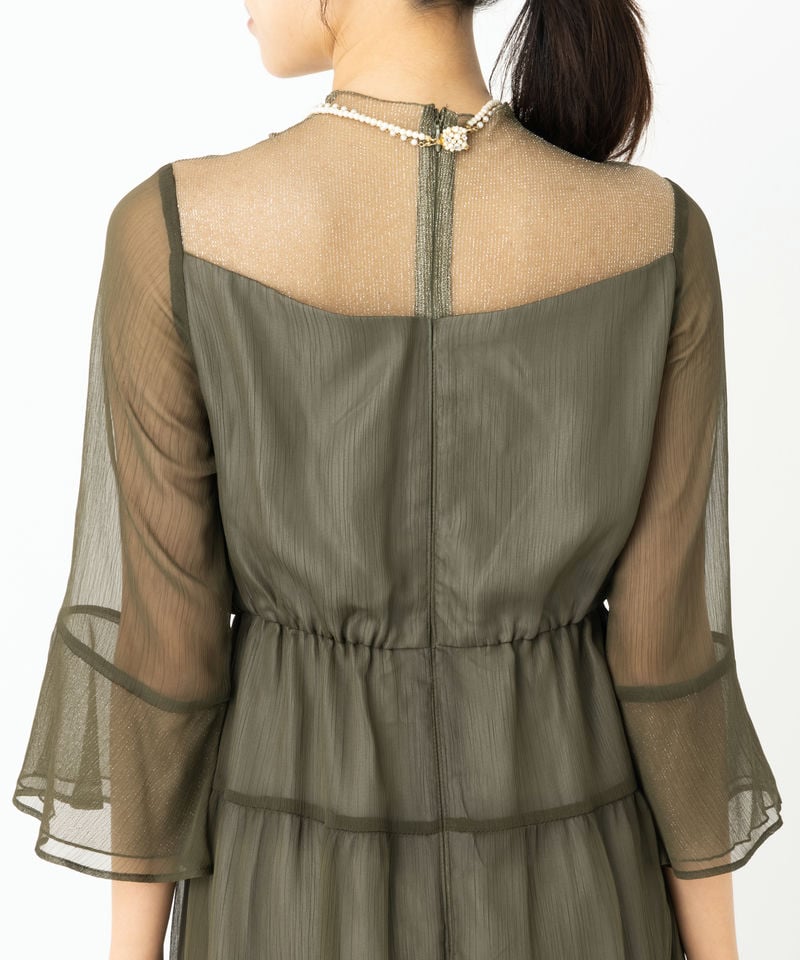 etoll. エトル ラメチュールシフォンドレス その他 x グリーン系