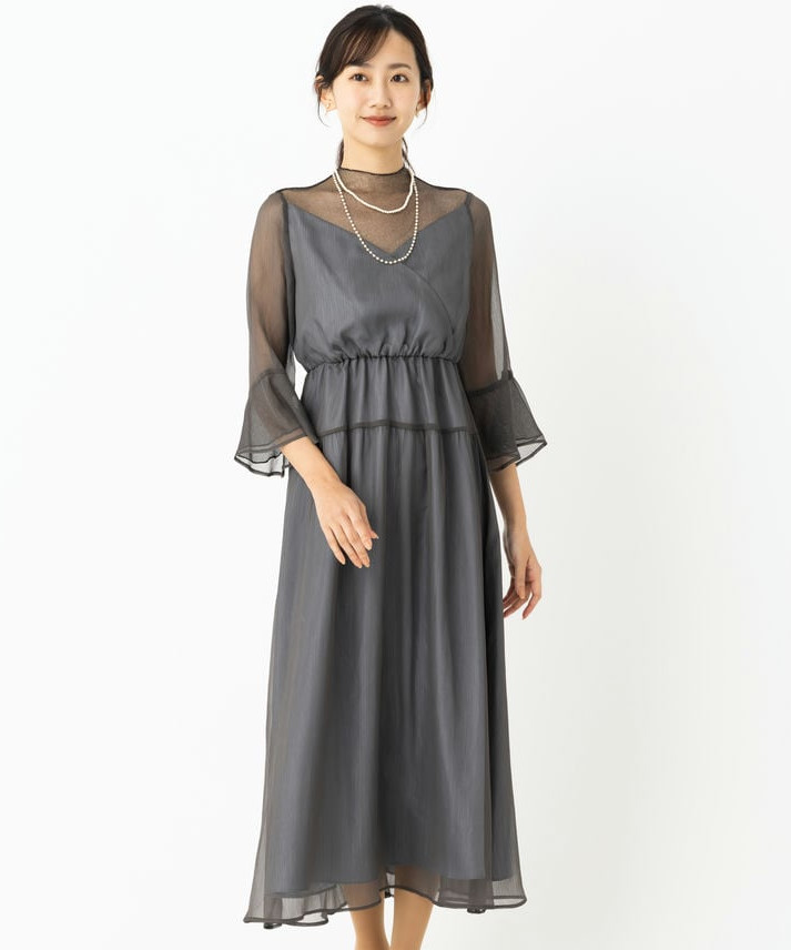 etoll. エトル ラメチュールシフォンドレス その他 x グリーン系