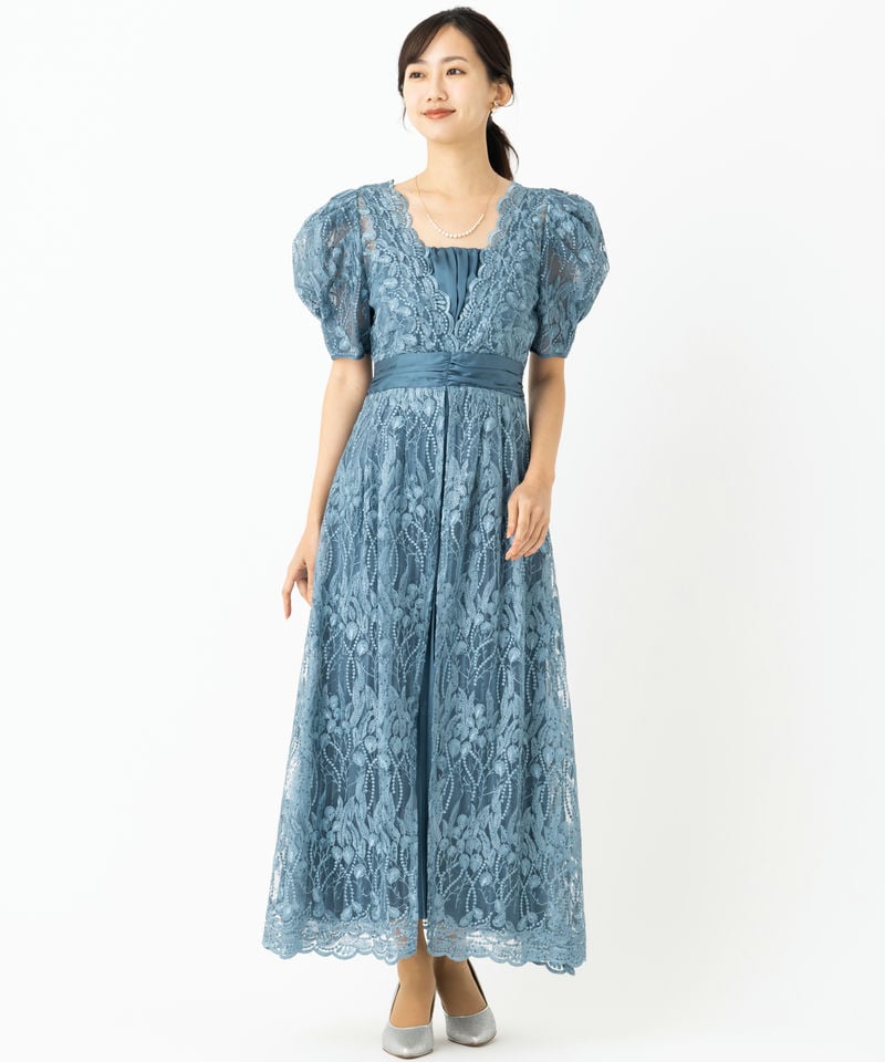 LilyBrown リリーブラウン レイヤードシャイニーグラスドレス ブルー系